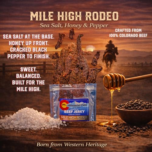 Image of Centennial Cuts Beef Jerky - Mile High Rodeo - High Protein, Sea Salt, Honey & Pepper Flavor - 7 oz Snack