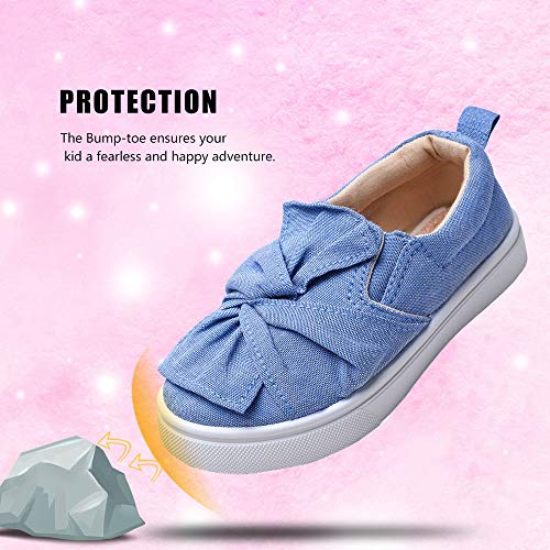 Nerteo Toddler Shoes Girls Walking Shoes Bow Slip On Canvas Sneakers Denim Blue 4 M Us Toddler thumb #5