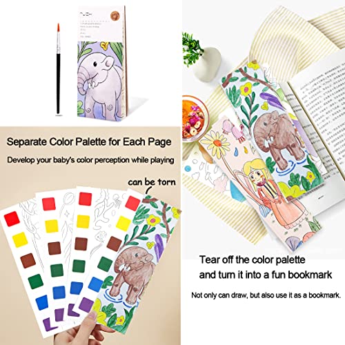 Watercolor Coloring Books For Kids Ages 4-8,Pocket Watercolor Painting Book For Toddlers,Mini Water Coloring Art Kit,Small Travel Watercolor Coloring Set,Birthday Gift For Girls Boys (Animals) #TOP3