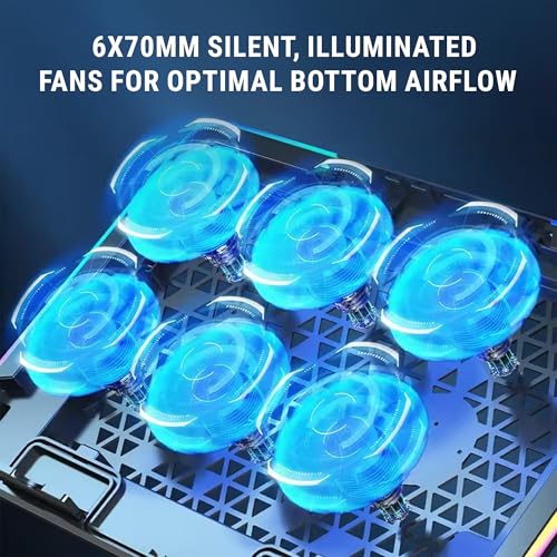 Image of Ant Esports NC250 RGB Laptop Cooling Pad, Laptop Cooler with Mobile Holder 6 Quite Fans Fan Speed Controller 7 Height Adjustable Angle 2USB Ports Compatible for Laptop up to 15.6 inch