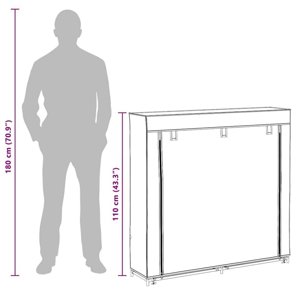 Stoff Schuhschrank mit Abdeckung, 115 x 28 x 110 cm, brauner Schuh Regal Schrank, platzsparend mit 10 Fächern, für Flur Diele Keller, stapelbar und leicht