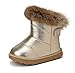 KVbabby Filles Bottes de Neige Antidérapant Sole souple Bottes d'hiver Bébé Fourrure Doublé Antidérapant Bottes,or,25 EU = étiquette 26