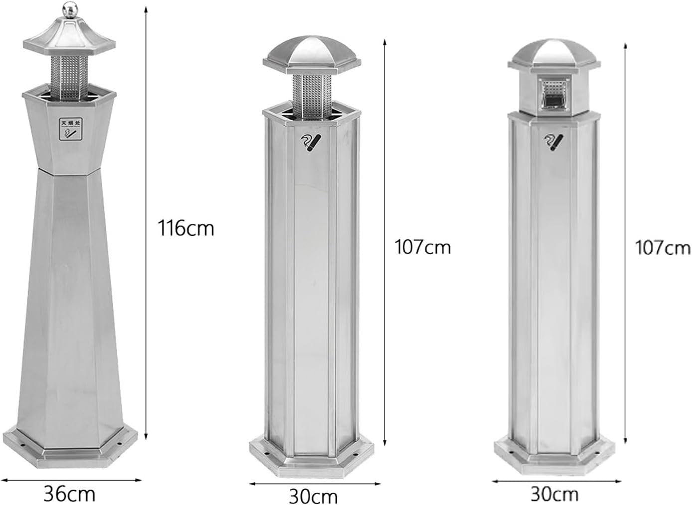 ゴミ箱 ステンレス製灰柱屋外灰皿垂直屋外消煙柱喫煙柱ゴミ箱タバコ吸い殻