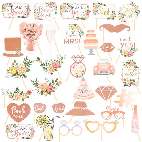 32 Stück JGA Foto Requisiten Bride Photo Booth Hochzeit Foto Requisiten JGA Accessoires Fotobox Hochzeit Junggesellinnenabschied Deko Frauen