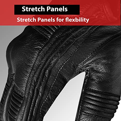 Jackets 4 Bikes Men's Motorcycle Gloves Premium Leather Street Protective Cruiser Gel Padded Driving Riding Biker Gloves Black L #TOP6