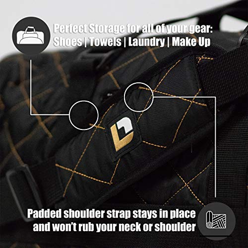 Gold And Black Dance Bag - Volleyball Bag - Soccer Bag - Duffle Bag For Kids - Dance Bags For Girls - Kids Duffle Bag - Ballet Bag - Gymnastics Duffle Bags For Girls And Boys - LITZ Travel Duffle