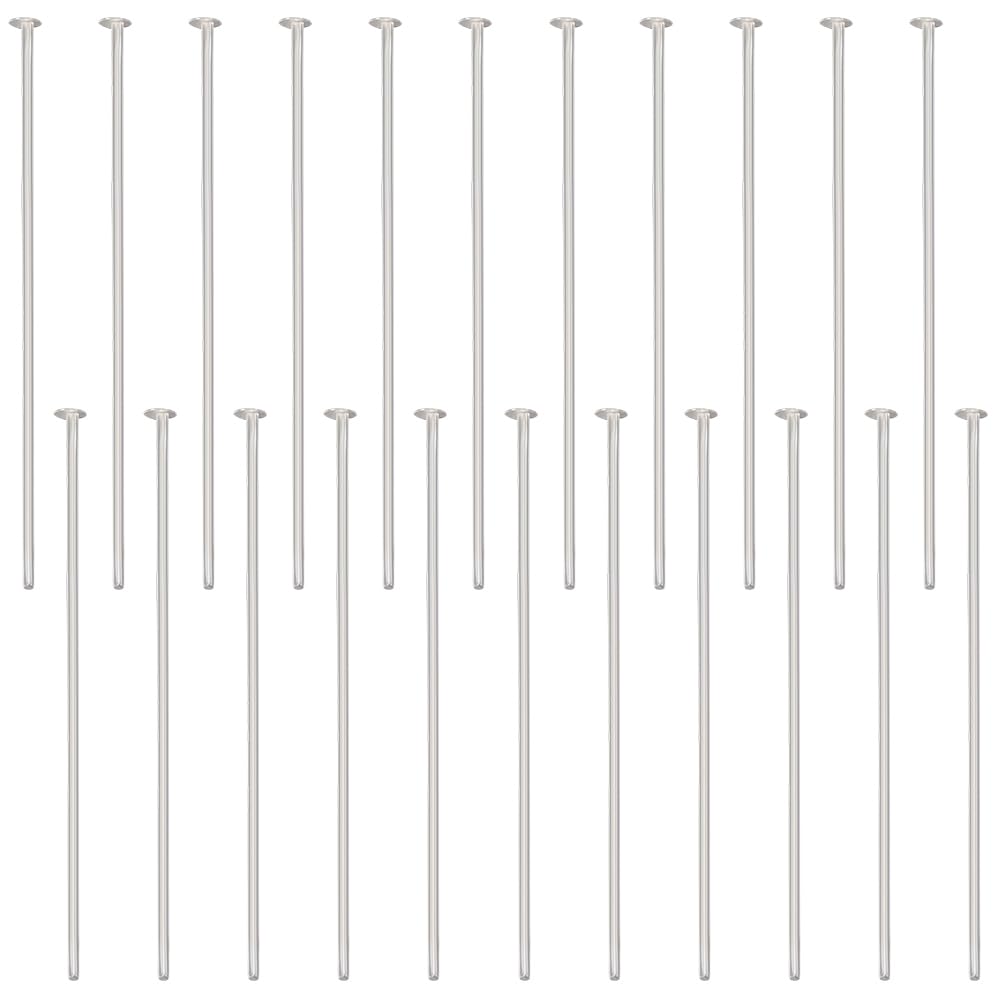 Beebeecraft 1 Box 40Pcs 25mm Head Pins Sterling Silver Flat Eye Quilting Satin Straight Pins for Sewing Dressmaker Jewelry Making DIY Craft Head 1.5mm
