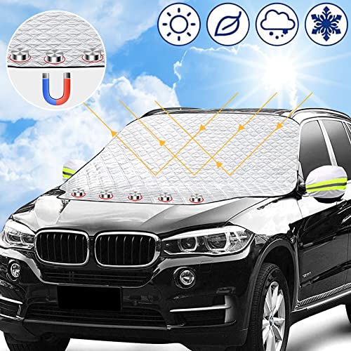 WBWBB Couverture Pare Brise Avant Voiture Pour Renault Scénic II III IV, Hiver Protege Givre Magnétique Repliable Avec Couvercle De Rétroviseur,A/148 * 116CM