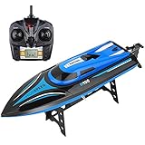 RC Boats Toy, Mioshor Remote Control Boat H100 for Adults Kids 2.4G 4CH RC Speed Boats with LCD Display for Lakes Pools