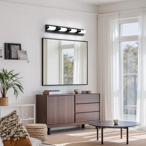KDG LED Modern Bathroom Vanity Light Fixtures, 4 Lights Matte Black 5000K Wall Lighting Over Mirror, Lights for Dressing Room, Bedroom, 29.5 inch by KDG - Used condition - Image 2