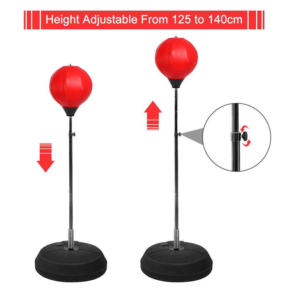Ejoyous Punching Ball, soporte de bola de punzón ajustable en altura, conjunto de boxeo para pelota de velocidad con guantes y bomba ideal para adultos o niños