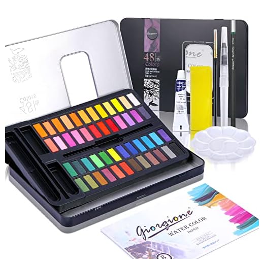 guansheng Set de Pinturas de Acuarela Caja de 48 colores Profesionales, Juego de Pintura Sólida Aquarelas de agua para niños