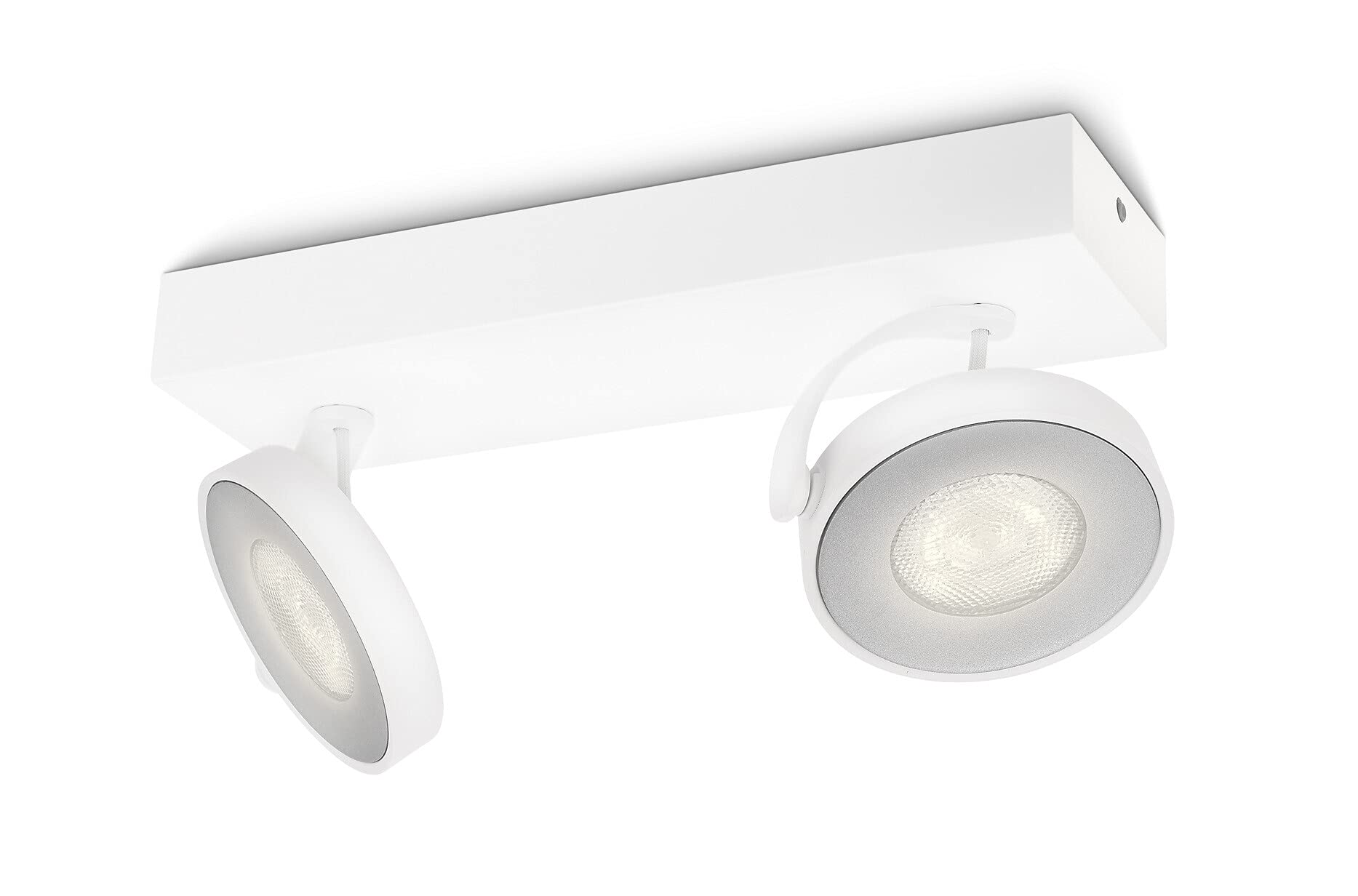 Philips myLiving Clockwork - Barra de focos, LED, 2 luces, iluminación interior, luz blanca cálida, 2700 K, 50 W, aluminio, color blanco