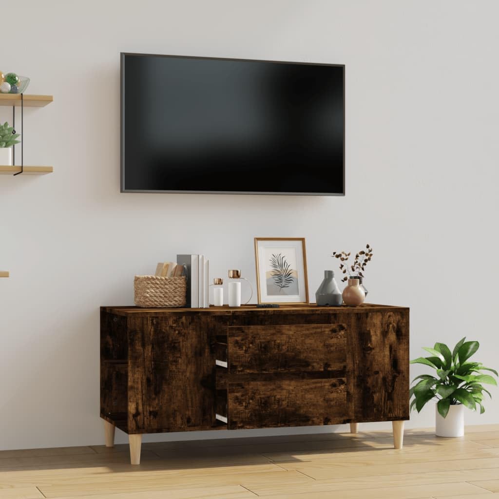 Mobile per TV, 102 x 44,5 x 50 cm, in legno di rovere affumicato