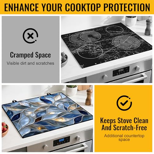 Image of Stove Top Cover for Electric Stove,Glass Stove Top Cover, Heat Resistant Glass Cooktop Cover, Stovetop Protector, Kitchen Decor, Dish Drying Mats Cover for Ceramic Washer Top 28.5x20.5 inch