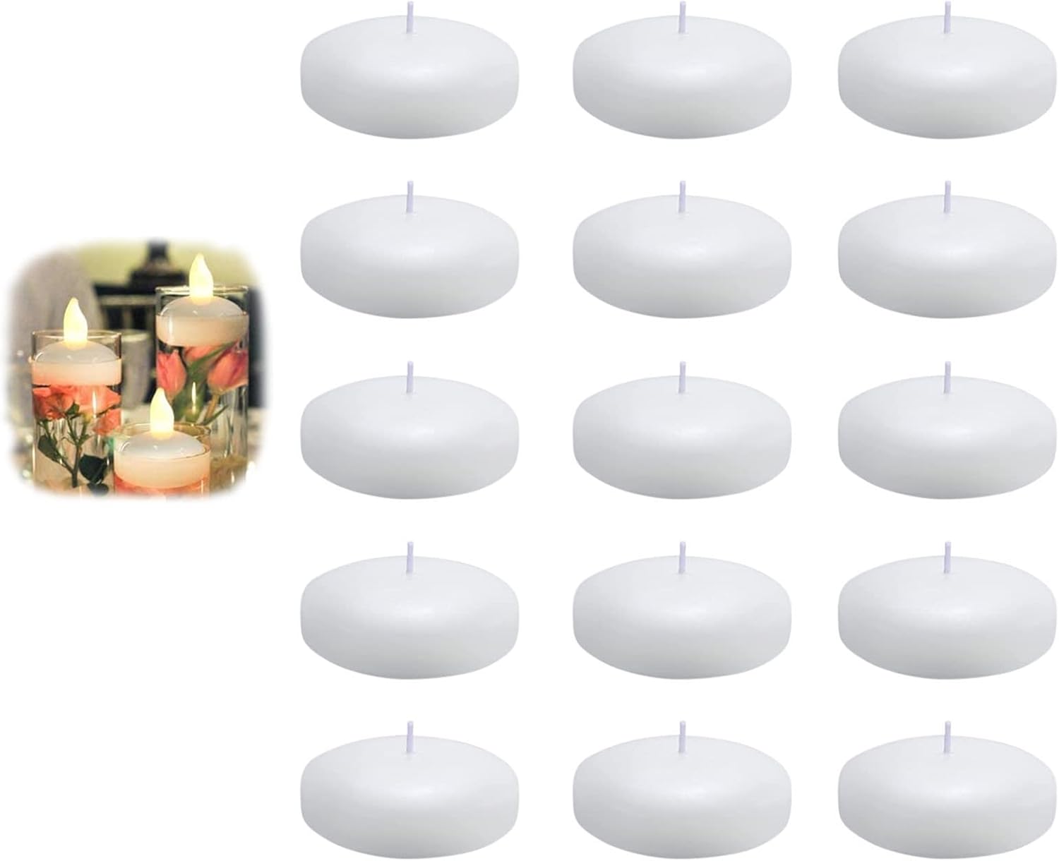Floating Candles, White Unscented Dripless Wax Discs for Wedding, Pool Party