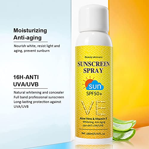 1 Items Aloes Veras Sunscreen Spray 60 Summer Portable Uvprotection Moisturizing Moisturizing Sunscreen Spray Facial Tinted Moisturizers（Yellow) #TOP3
