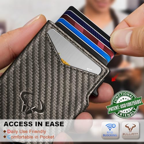 Image of BULLIANT Men Slim Leather Wallet Metal Case Money Clip-Magnetic Closure