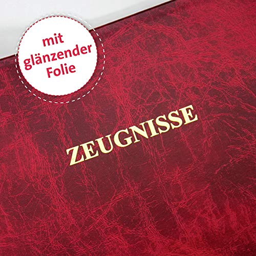 ROTH Zeugnismappe Dunkelrot - mit 12 A4 Klarsichthüllen, dokumentenecht - Dokumentenmappe