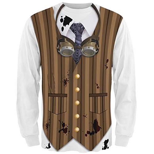 Halloween Steam Punk Engineer Costume All Over Mens Long Sleeve T Shirt Multi SM steampunk buy now online Halloween Steam Punk Engineer Costume All Over Mens Long Sleeve T Shirt Multi SM steampunk buy now online