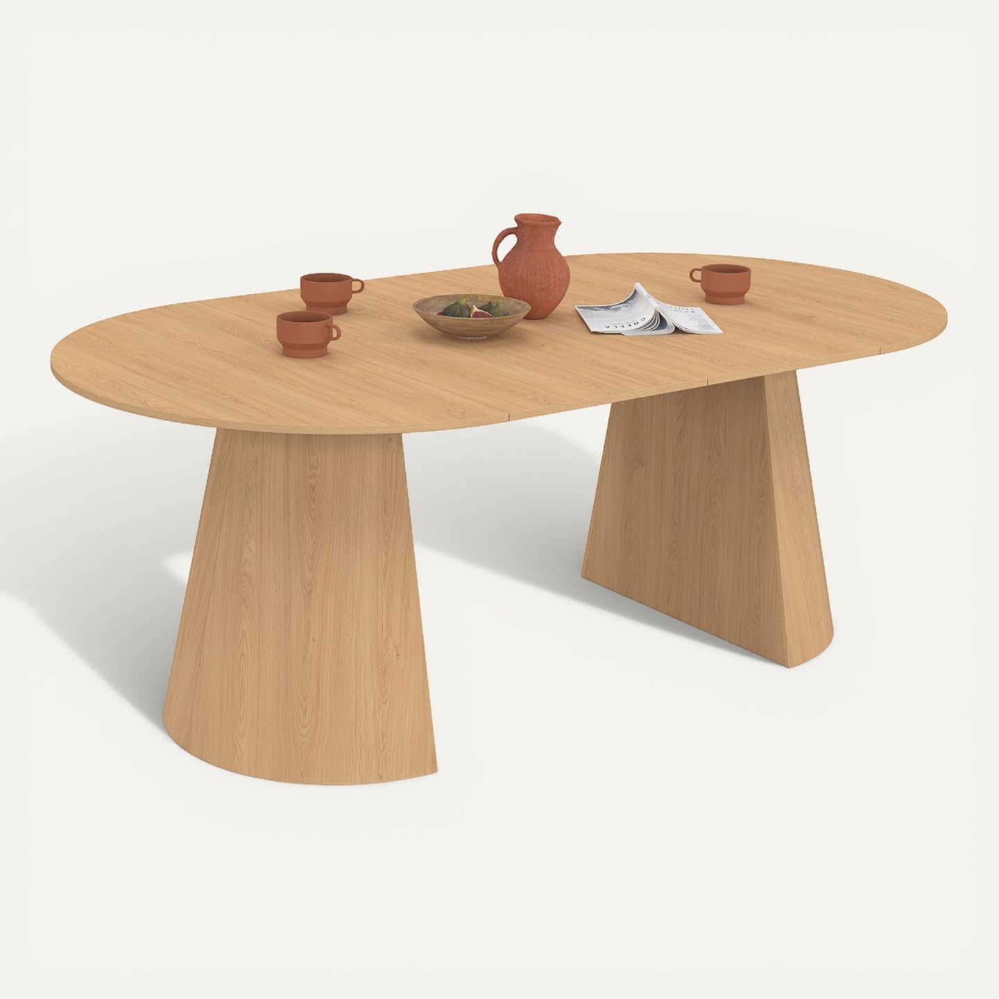 IDMarket – Mesa de comedor redonda extensible Angele 4-10 personas madera efecto haya 110-200 cm