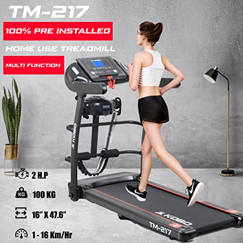 Image of Kobo 2HP DC Motorised Treadmill for Home Use with Bluetooth APP Multi Function Massager