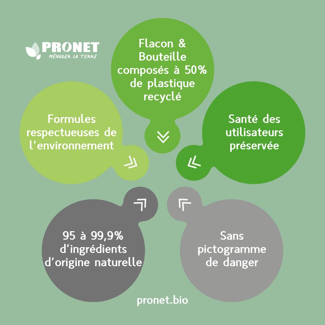 PRONET NATURE - Destructeur d'odeurs - Elimine les mauvaises odeurs - Efficace sur textiles, tissus d’ameublement - Sans trace ni résidus - 98% ingrédients naturels - Fleur de Tiaré - Lot de 6x500ml
