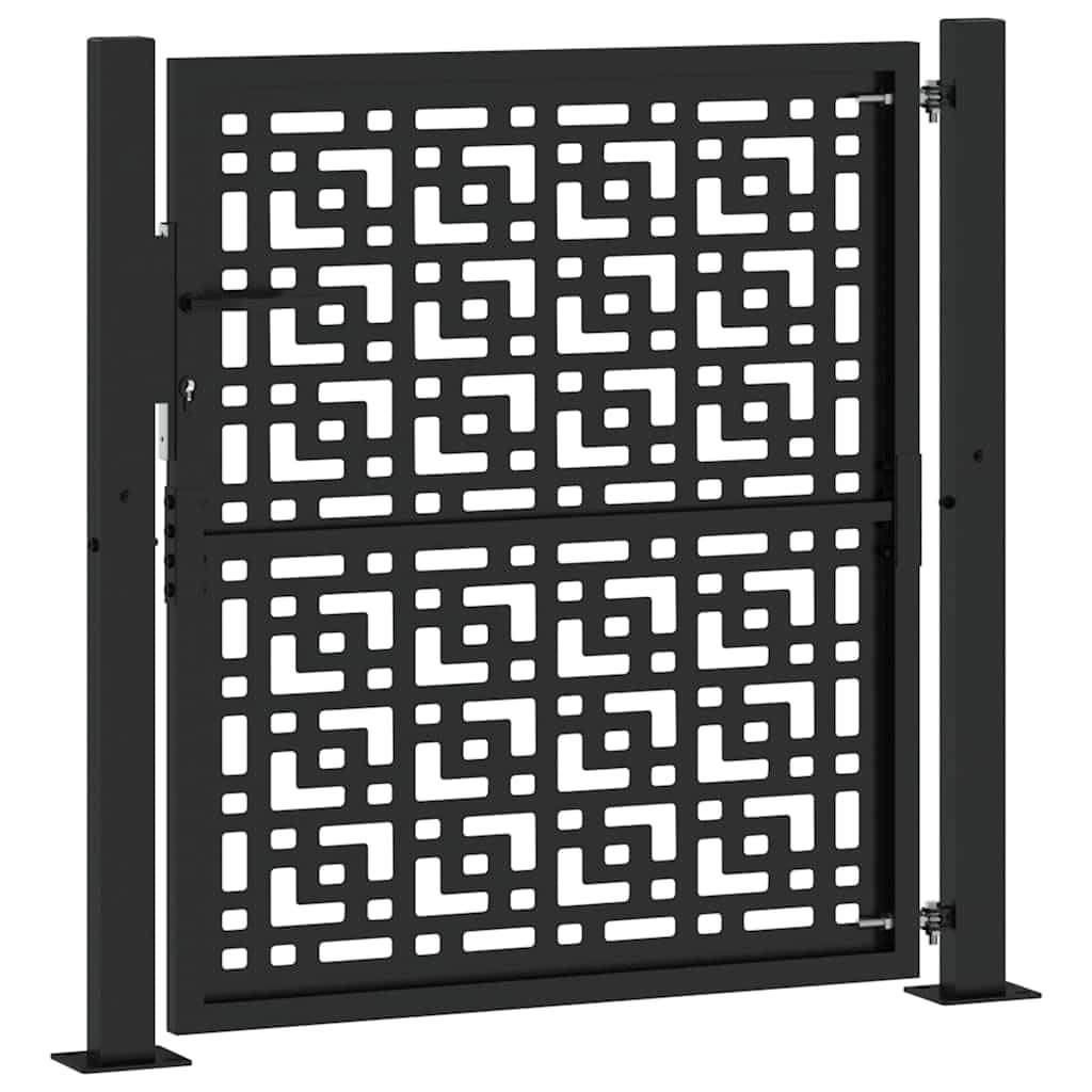 vidaXL Cancello Giardino Nero 100x100 cm in Acciaio Design a Croce, cancello della Recinzione, cancello Esterno, cancello del Metallo