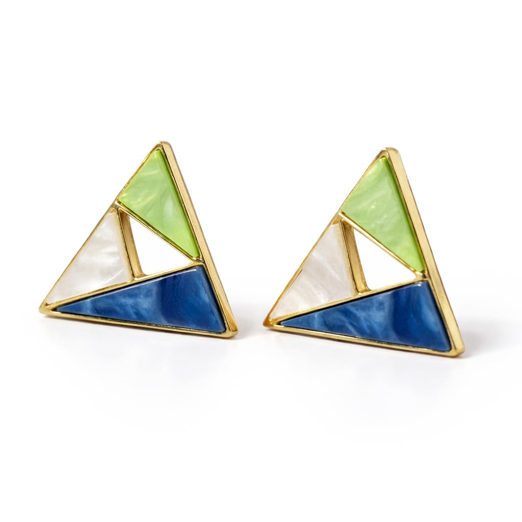 Korean Design Geometric Triangle Stud Earrings for Women & Girls | Colorful Enamel Finish Lightweight Fashion Jewellery | Trendy Korean-Style Minimal Stud Earrings | Stylish Office & College Wear-image-14