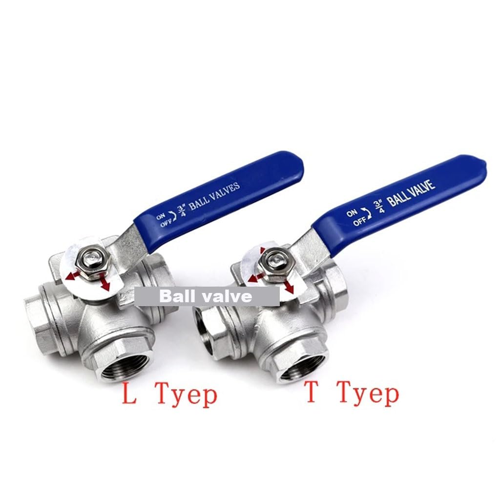 valvola a sfera, valvola a sfera in acciaio inox, 1PCS BSP SS304 Valvola a sfera a tre vie in acciaio inossidabile Tipo L Tipo T 1/4 "3/8" 1/2 "3/4" 1 "1-1/2" 2 "DN8 DN15 DN25 Filettatura femmina(L Ty
