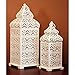 VELA LANTERNS Large Temple Moroccan Lantern Lamp Decorative Candle Holders for Ramadan Decorations, Hanging, Outdoor Patio or Porch, Indoor Home Decor, Weddings, White, Set of 2