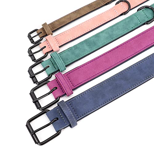 Didog Soft Padded Leather Dog Collar, Breathable Heavy Duty Dog Collar Leather With Adjustable Rust-Proof Metal Buckle For Small Medium Large Dogs, Pink, M #TOP5