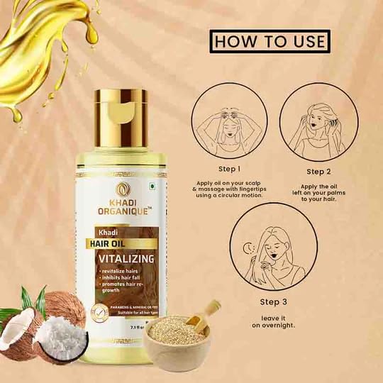 Image of Khadi Organique Vitalising Hair Oil - Nourishing Blend with Natural Ingredients, Paraben & Mineral Oil Free for Healthy Hair Growth and Shine, Suitable For all Hair Types of mens & Womens -210ml