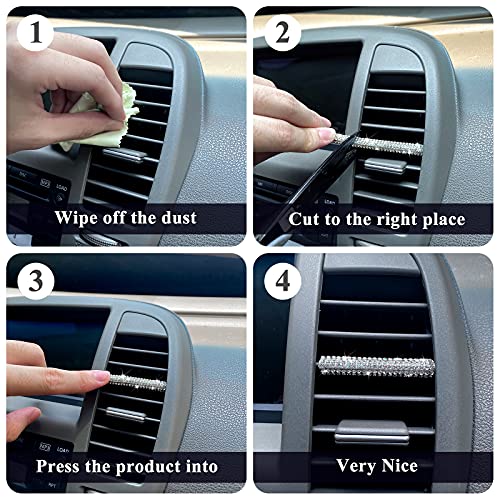 Yixind 10 Pieces Bling Car Vent Outlet Trim,Bling Car Accessories For Women, Bling Car Air Conditioner Vent Outlet Trim Decoration Strip For All Straight Air Vent Outlet #TOP4