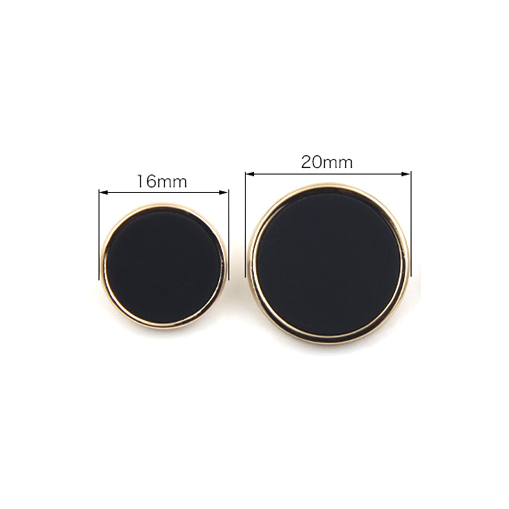 Starożytny Ginuwine Czarny płaski guzik metalowy ze złotą obwódką do marynarek, garniturów, płaszczy i mundurów, 16 mm/20 mm, opakowanie 10 sztuk(Grey+Black,16mm)