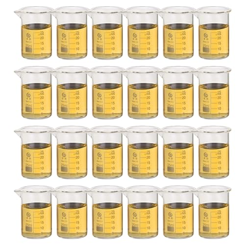 Becher en verre 25ml PATIKIL gradué transparent récipient laboratoire cuisine lot de 24