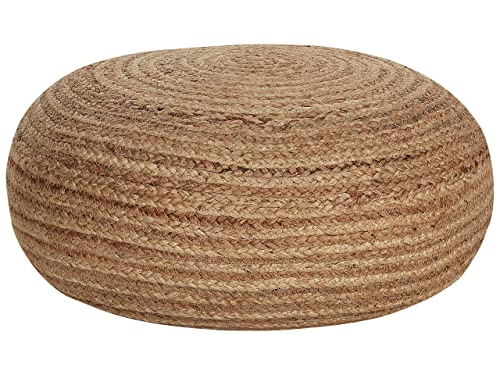 Puf Boho de Yute 50 cm Redondo con Relleno EPS Beige Natural Tifelt