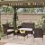 Shintenchi 4 Piece Outdoor Patio Furniture Sets, Small Wicker Patio Conversation Furniture Rattan Chair Set with Tempered Glass Coffee Table for Backyard Porch Garden Poolside Balcony