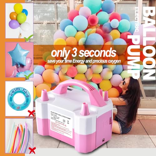 image for YIKEDA Electric Air Balloon Pump, Portable Dual Nozzle Electric Balloo