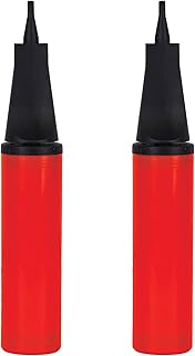 Beistle 2 Piece Plastic Portable Hand-Held Pumps for Balloons and Inflatables at Graduation, Baby Shower, Wedding, Birthday Party Supplies, 11", Red/Black