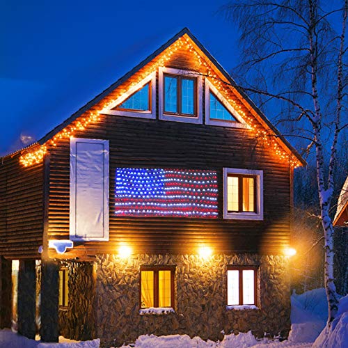 XTF2015 Led Flag Net Lights of The United States, Waterproof American Flag String Light for Christmas, Festival, Holiday, Independence Day, Memorial Day, Decoration, Garden, Yard, Indoor and Outdoor - Image 3