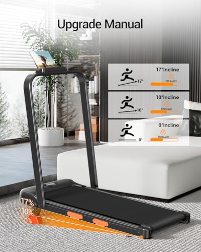 Image of Walking Pad Treadmill with 15% Incline 2.5HP Foldable Under Desk Walking Pad for Home and Offce with Remote Control