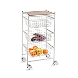 AXO - Desserte de cuisine en métal avec grande capacité de stockage, couleur Blanc - HêtreVous cherchez un rangement supplémentaire pour la cuisine ou un petit meuble qui peut être déplacé entre la cuisine et le salon ?Le chariot à légumes AXO est la solution idéale grâce à son esthétique et à sa capacité de stockage.3 grands paniers coulissants.4 roues pivotantes pour un déplacement facile.Robuste et résistant : structure en acier renforcé recouverte de poudre de polyester.Le plan de travail co