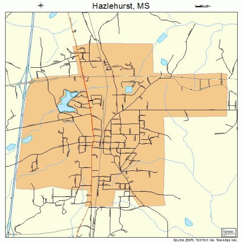 Large Street & Road Map of Hazlehurst, Mississippi MS Printed poster