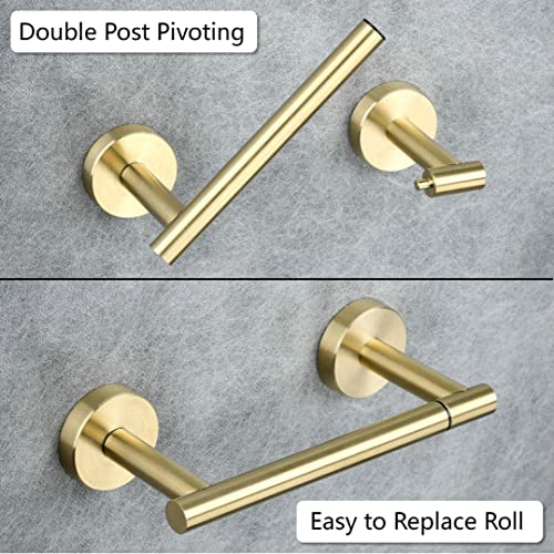SHUNLI Toilet Roll Holder Wall Mounted Gold Brushed Brass Toilet Paper Holder Bathroom Loo Roll Holder Dispenser Stainless Steel - Image 2