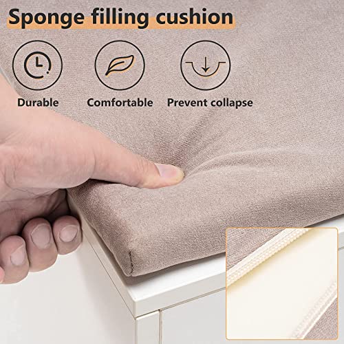 Apicizon Shoe Bench, Entryway Storage Benches, White Shoe Storage With Flip Top And Padded Cushion,Wooden Shoe Bench For Entryway, 2-Tier Shoe Rack Organizer For Entryway And Hallway, White #TOP5