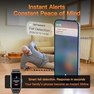 Fajocru Fall Detection Smart Watch for Seniors with GPS Tracking & HD Video Call – Family Alert System, 4G Standalone Safety Watch for Dementia/Alzheimer’s Caregivers (Modern, Black)