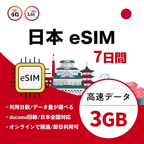 y{ eSIMz7 f[^3GB ᑬ f[^ʐMp ESIMv Japan t { vyCh simJ[h { sim docomo (7 3GB)