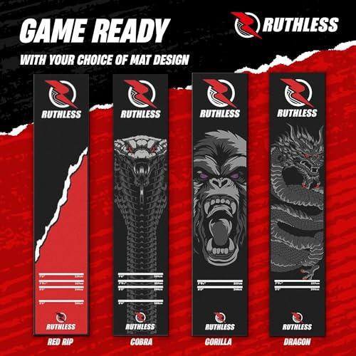 RUTHLESS Dart-Matte, strapazierfähig, rutschfest, langlebig, Teppich-Dartmatte für Boden, Schwarz (Gorilla)
