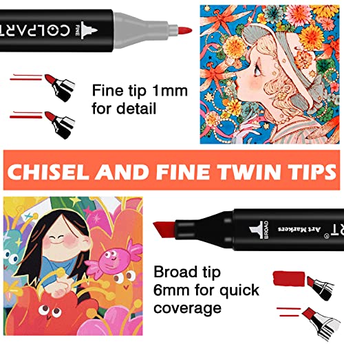 Colpart 80 Colors Alcohol Markers Dual Tip Art Markers For Kids Marker Pens For Adult Coloring Painting Supplies Perfect For Painting, Coloring, Sketching And Drawing #TOP1